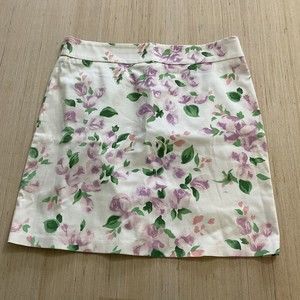 Finity women Beautiful Floral Pink Green Ivory mini skirt size L/XL 35” Waist
